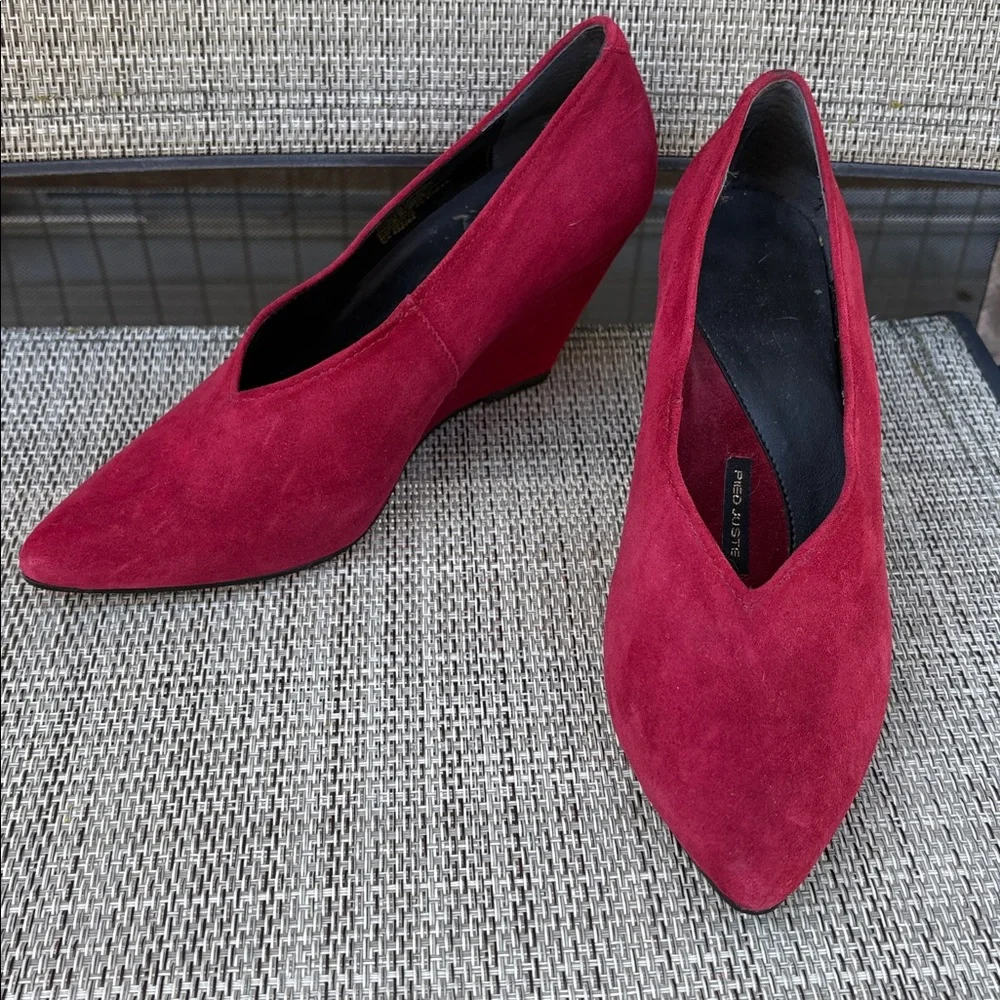 Pied Juste x Anthropologie Burgundy Dark Red Suede Wedge Heels EU Size 37